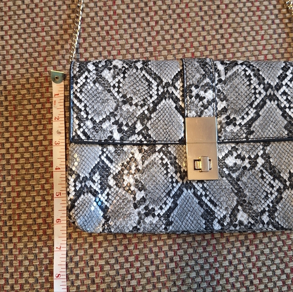 Madison West Black and Gray Snakeskin Print Crossbody Bag - Picture 7 of 15